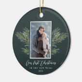 Erste Weihnachten in unserem neuen Zuhause Pine Br Keramik Ornament (Links)