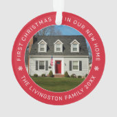 Erste Weihnachten in unserem neuen Zuhause Red Cus Ornament (Rückseite)