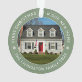 Erste Weihnachten in unserem neuen Zuhause Sage Cu Ornament (Rückseite)