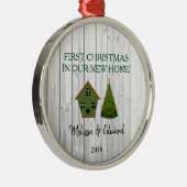 Erste Weihnachten in unserem neuen Zuhause Shiplap Ornament Aus Metall (Rechts)