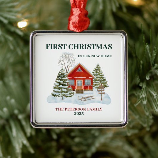 Erste Weihnachten in unserem neuen Zuhause Snowy B Ornament Aus Metall (Baum)