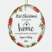 Erste Weihnachten in unserem neuen Zuhause-Wasserf Keramik Ornament (Links)