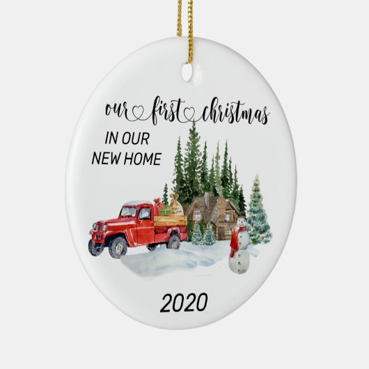 Erste Weihnachten in unserem neuen Zuhause Waterco Keramik Ornament (Rechts)