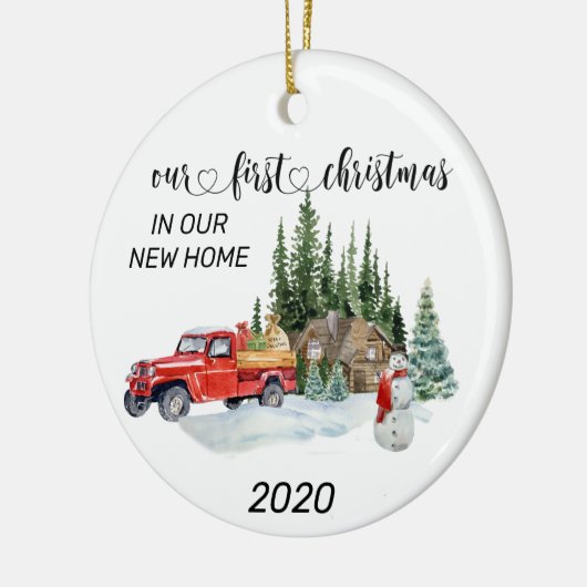 Erste Weihnachten in unserem neuen Zuhause Waterco Keramik Ornament (Links)