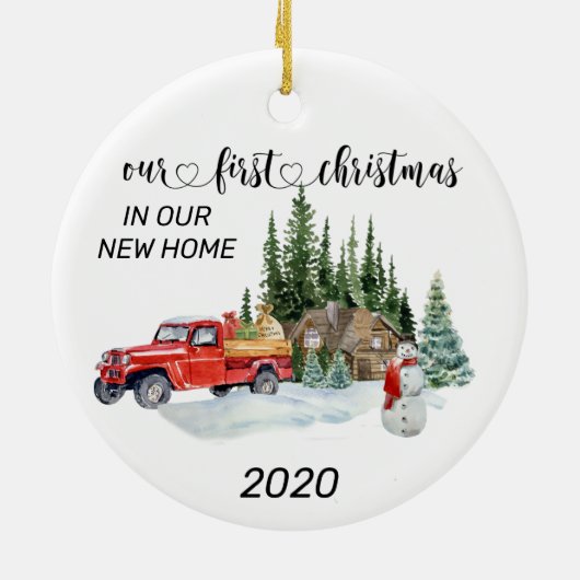 Erste Weihnachten in unserem neuen Zuhause Waterco Keramik Ornament (Hinten)