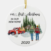 Erste Weihnachten in unserem neuen Zuhause Waterco Keramik Ornament (Vorne)