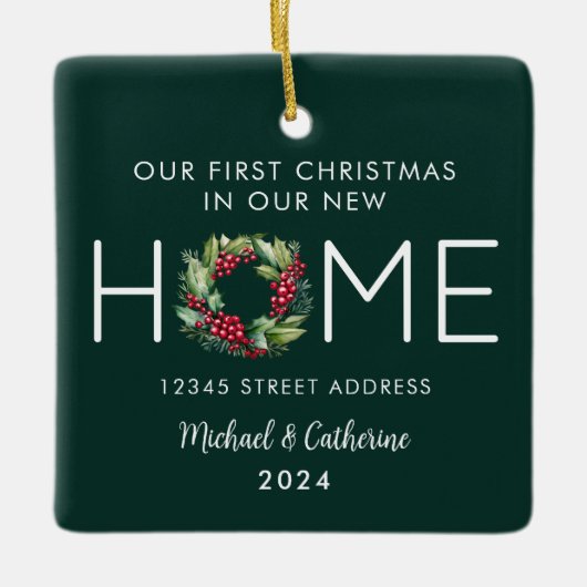 Erste Weihnachten in unserem neuen Zuhause Waterco Keramikornament (Vorderseite)
