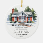 Erste Weihnachten in unserem neuen Zuhause Weihnac Keramik Ornament (Vorne)