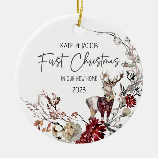 Erste Weihnachten in unserem neuen Zuhause Weihnac Keramik Ornament (Vorne)