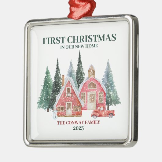 Erste Weihnachten in unserem neuen Zuhause Winter  Ornament Aus Metall (Links)