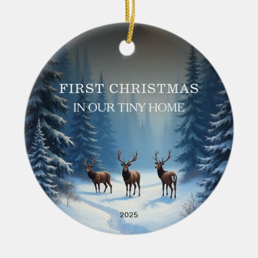 Erste Weihnachten in unserem Tiny Zuhause Foto Keramik Ornament (Vorne)
