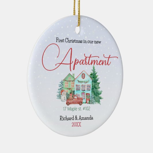 Erste Weihnachten in unserer neuen Wohnung Minze a Keramik Ornament (Rechts)