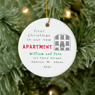 "Erste Weihnachten in unserer neuen Wohnung" Ornam Keramik Ornament