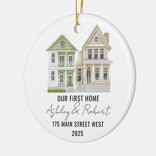 Erste Weihnachten in unserer neuen Zuhause 2025 Keramik Ornament (Links)