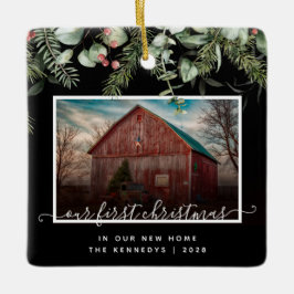 Erste Weihnachten in unserer neuen Zuhause 2 Foto- Keramikornament