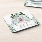 Erste Weihnachten in unserer neuen Zuhause-Adresse Getränkeuntersetzer (Linke Seite)