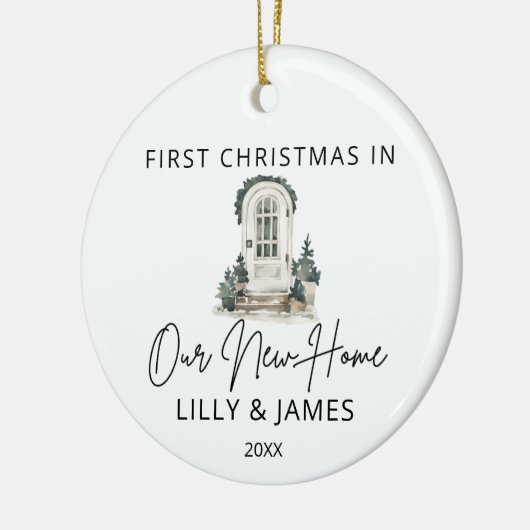 Erste Weihnachten in unserer neuen Zuhause-Eigner Keramik Ornament (Links)