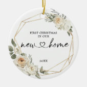 Erste Weihnachten in unserer neuen Zuhause Floral Keramik Ornament (Vorne)