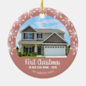 Erste Weihnachten in unserer neuen Zuhause Foto Ro Keramik Ornament (Hinten)