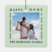 Erste Weihnachten in unserer neuen Zuhause Funny L Keramikornament (Rückseite)