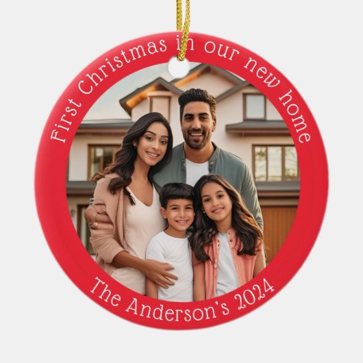 Erste Weihnachten in unserer neuen Zuhause. Keramik Ornament (Vorne)