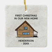 Erste Weihnachten in unserer neuen Zuhause Log-Kab Keramikornament (Vorderseite)