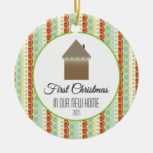 Erste Weihnachten in unserer neuen Zuhause mehrfar Keramik Ornament (Vorne)