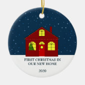 Erste Weihnachten in unserer neuen Zuhause niedlic Keramik Ornament (Vorne)
