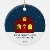 Erste Weihnachten in unserer neuen Zuhause niedlic Keramik Ornament (Hinten)