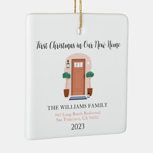 Erste Weihnachten in unserer neuen Zuhause Pastel- Keramikornament (Rechts)