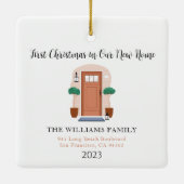 Erste Weihnachten in unserer neuen Zuhause Pastel- Keramikornament (Rückseite)