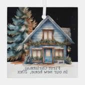Erste Weihnachten in unserer neuen Zuhause persona Ornament Aus Glas (Rückseite)