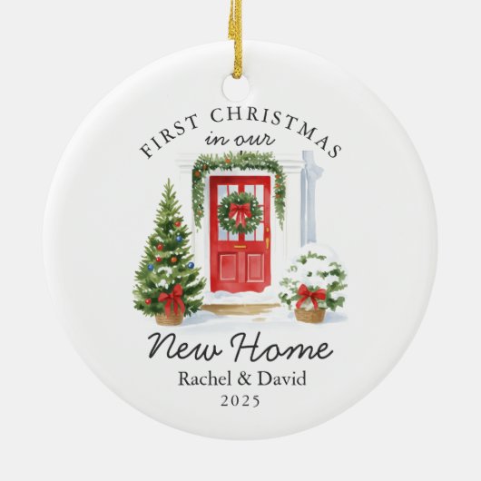 Erste Weihnachten in unserer neuen Zuhause - Rote  Keramik Ornament (Hinten)