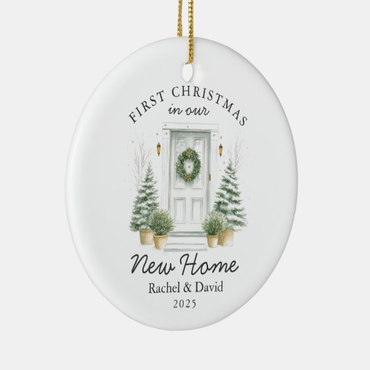 Erste Weihnachten in unserer neuen Zuhause - Rote Keramik Ornament (Rechts)