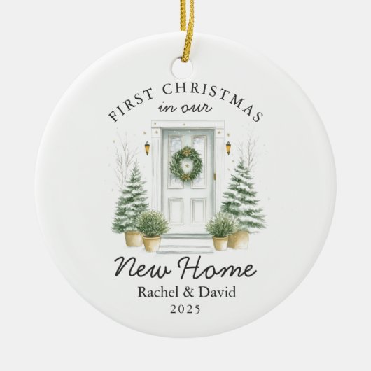 Erste Weihnachten in unserer neuen Zuhause - Rote  Keramik Ornament (Vorne)