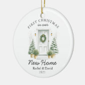 Erste Weihnachten in unserer neuen Zuhause - Rote  Keramik Ornament (Links)