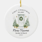 Erste Weihnachten in unserer neuen Zuhause - Rote  Keramik Ornament (Hinten)