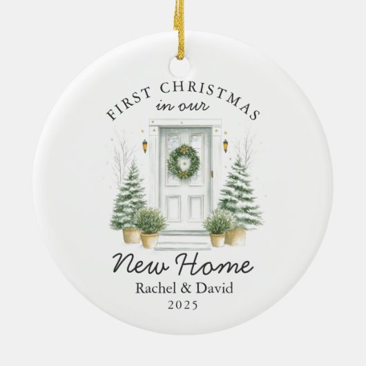 Erste Weihnachten in unserer neuen Zuhause - Rote  Keramik Ornament (Hinten)