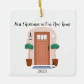 Erste Weihnachten in unserer neuen Zuhause Rustika Keramikornament (Vorderseite)