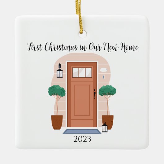 Erste Weihnachten in unserer neuen Zuhause Rustika Keramikornament (Vorderseite)