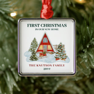 Erste Weihnachten in unserer neuen Zuhause Snowy B Ornament Aus Metall