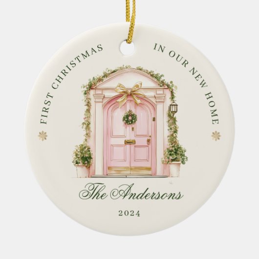 Erste Weihnachten in unserer neuen Zuhause Waterco Keramik Ornament (Vorne)