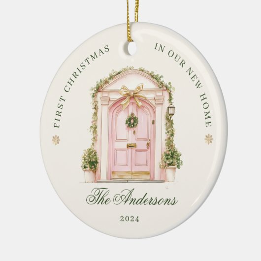 Erste Weihnachten in unserer neuen Zuhause Waterco Keramik Ornament (Links)