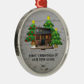 Erste Weihnachten in unserer Tiny Zuhause rustikal Ornament Aus Metall (Rechts)