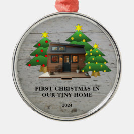 Erste Weihnachten in unserer Tiny Zuhause rustikal Ornament Aus Metall