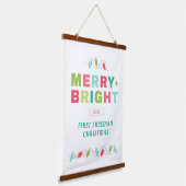 Erste Weihnachten Merry + Bright Wall Banner Wandteppich Mit Holzrahmen (Gewinkelt)