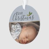 Erste Weihnachten mit Grandpa Baby Foto Dusty Blue Ornament (Vorderseite)