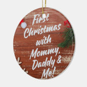 Erste Weihnachten mit Mommy Daddy & Me Family Keramik Ornament (Links)