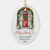 Erste Weihnachten Mit Monogramm New Zuhause Metal Keramik Ornament (Rechts)