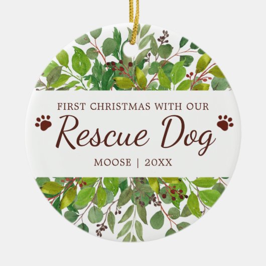 Erste Weihnachten mit unserem Rettungshund Persona Keramik Ornament (Vorne)